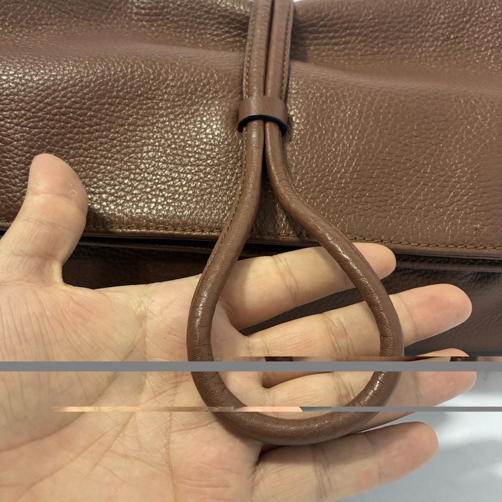 Burberry Leather Haymarket Check Horn Toggle Shoulder Bag Purse Brown Colorway - Picture 8 of 16